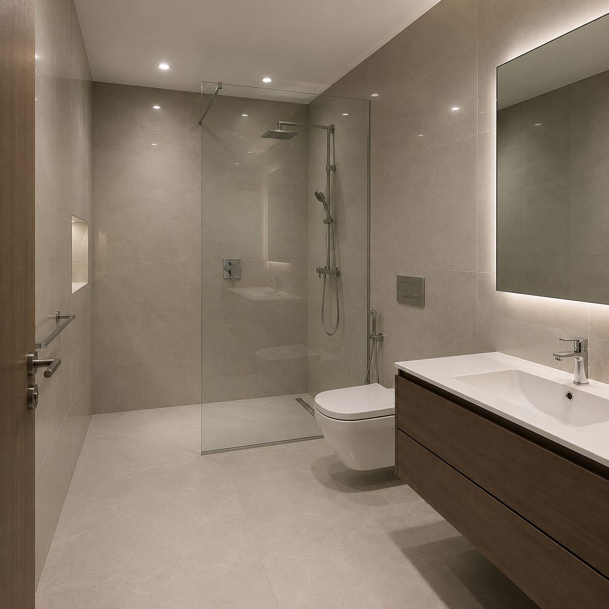 From Dated Tub To An Open Walk-In Shower. after renovation